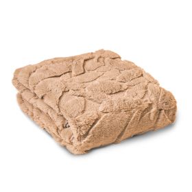 HGTV Triple Jacquard Carved Faux Fur Throw Blanket Nomadic Desert 50 x 70 inches