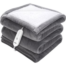 VEVOR Heated Blanket Electric Throw, 50" x 60" Twin Size, Soft Flannel & Sherpa Heating Blanket with 3 Hours Timer Auto-off, 5 Heating Levels for