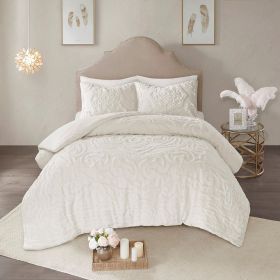 3-Piece Tufted Cotton Chenille Medallion Comforter Set