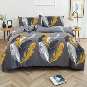 3pcs Duvet Cover Set Queen Duvet Coverx1 Pillowcasex2 Extremely Diverse Styles (Option: MiLe Feather)