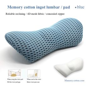 Lumbar Support Pillow For Side Sleepers Pregnancy Relieve Hip Coccyx Sciatica Pain Machine Chair Back Cushion Waist Car Seat (Option: Grid blue)